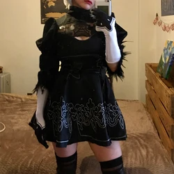 2B Sexy Cosplay Clothing Nire Automatas Cosplay Costumes Women Anime Outfit Set Fancy Halloween Girls Party Black Dress 8pcs Set