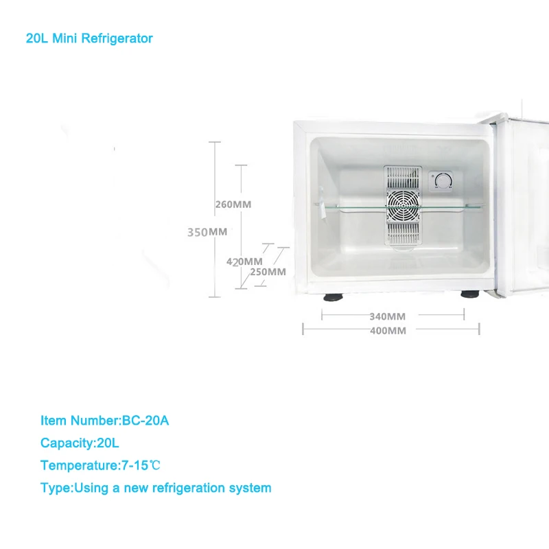 ثلاجة للمنزل والمكتب والفندق ، مبرد بالهواء بباب واحد ، ثلاجة صغيرة 20 لتر ، 220 فولت