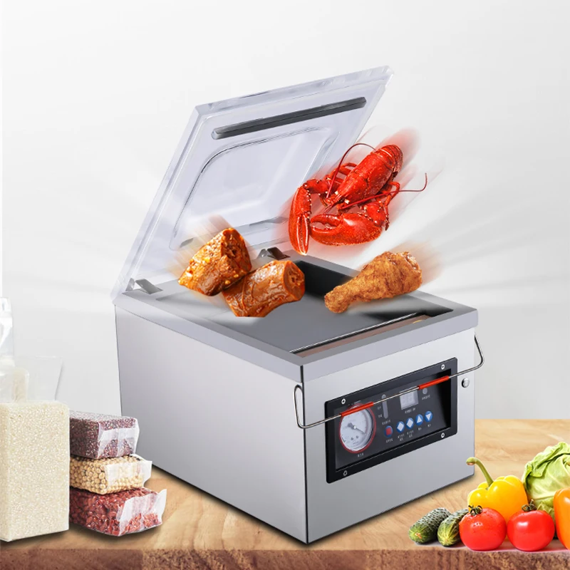 HB-320 سطح المكتب فراغ ماكينة تعبئة الطعام التلقائي بالكامل التجارية الكبيرة آلة التعبئة مضغوط طعام مطبوخ فراغ