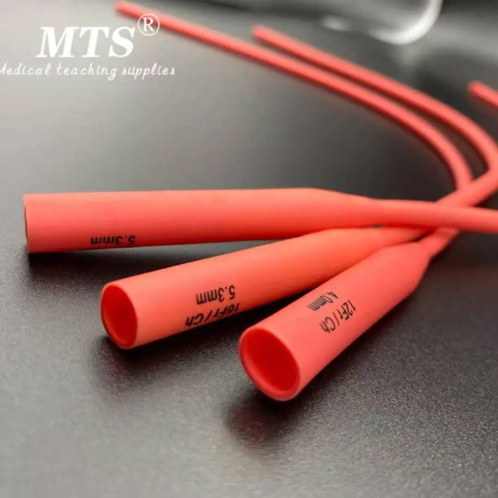 10pcs Disposable Silicon-coated red latex foley catheter medical surgery and training supplies