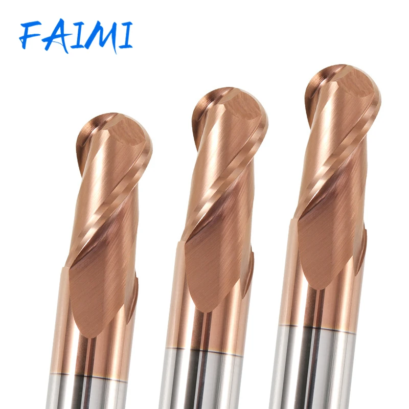 Milling Cutter Tungsten Steel 2 Flutes Ball Nose  Alloy TiSiN Coating Hrc55 Cnc Metal Tools Milling Cutter Machine End Mills