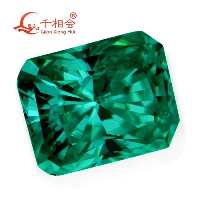 green color retangle shape radiant cut shape Sic material  Moissanite loose stone