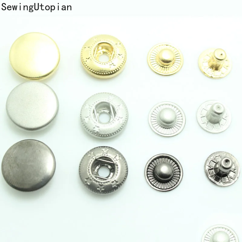 10Sets 15mm Metal Press Studs Sewing Button Snap Button Fasteners Sewing Leather Craft Clothes Bags Garment