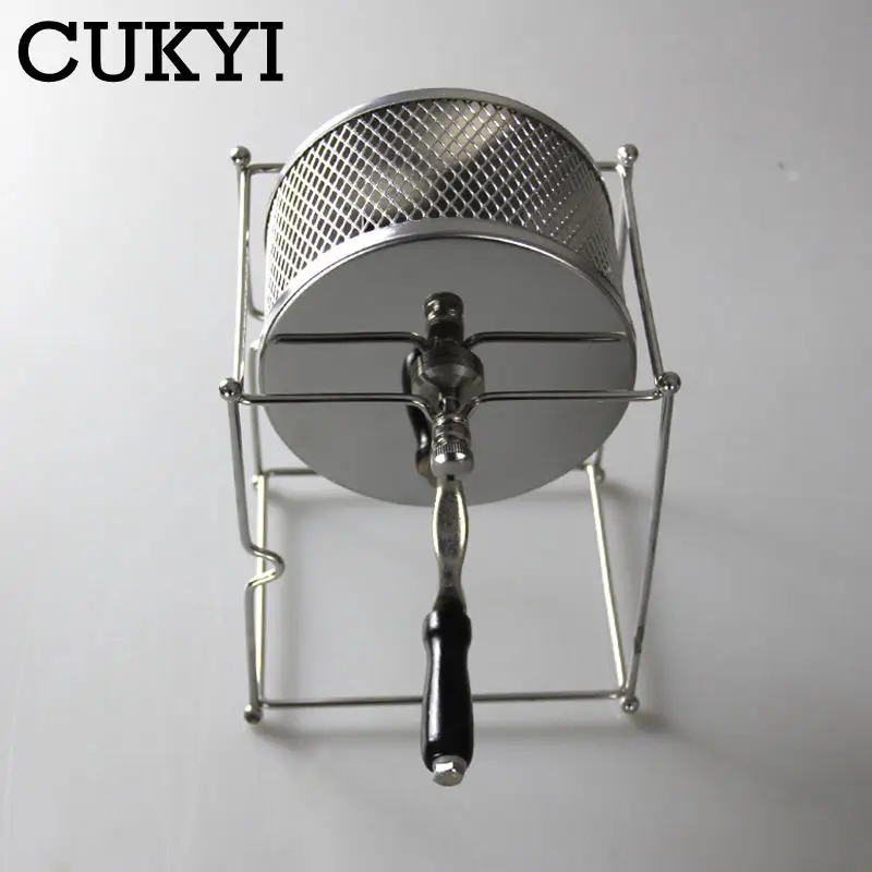 CUKYI Cranked Baked Beans Machine Coffee Bean Roaster Small Stainless Steel Rollers Baking Machine