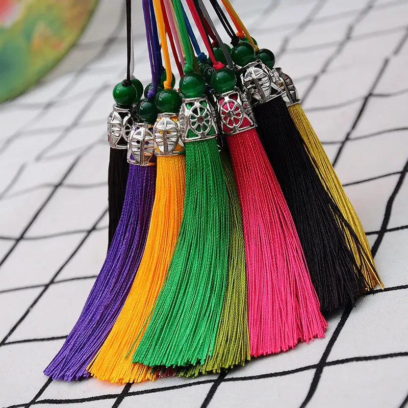 2pcs/lot Alloy Cap Bead Tassel Silk Tassel Fringe Bangs Flower Tassel Decorative Garment For DIY Curtains Home Decor Accessories