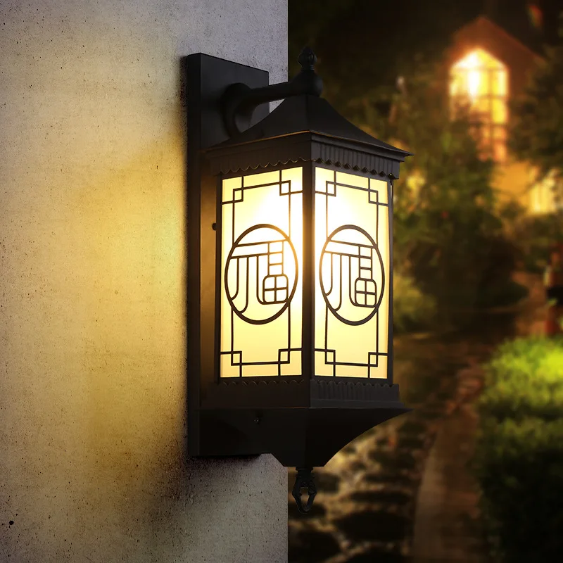 Imagem -02 - Retro Outdoor Led Wall Light Ip54 Waterproof Porch Lights Novo Estilo Chinês Wall Sconce Lamp Jardim Varanda Corredor Iluminação de Vidro