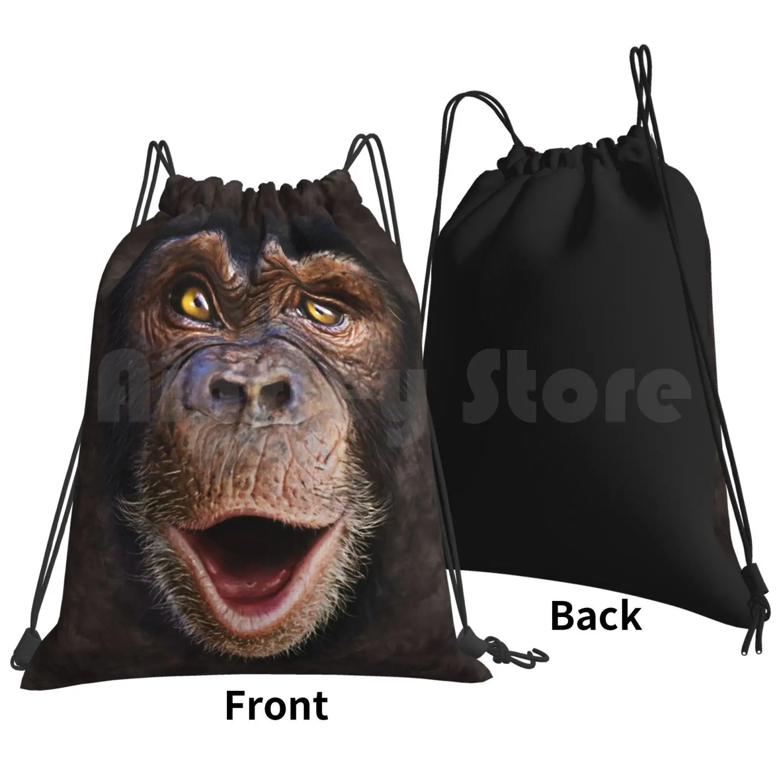 Cute Animal Happy Chimp-Monkey Face Gift Backpack Drawstring Bags Gym Bag Waterproof Cute Animal Happy Chimp Monkey Face