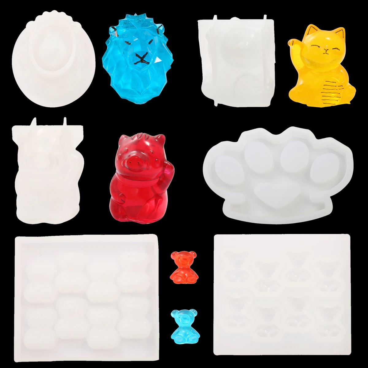 Rabbit Bear Pig Silicone Casting Mold DIY Mobile Phone Holder Liquid Resin Molds UV Epoxy Resin Jewelry Making DIY Craft Tools