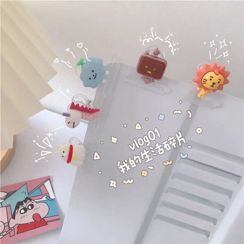 5pcs/lot 31mm clouds lion dinosaurs Ins Colors Binder Clips Transparent plastic memo clip Office Study Binder Clips