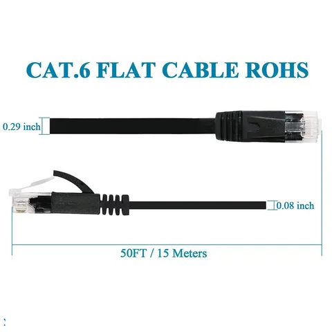 Ninth World CAT6 Плоский Ethernet кабель RJ45 - 1 м, высокая скорость передачи данных — изображение товара