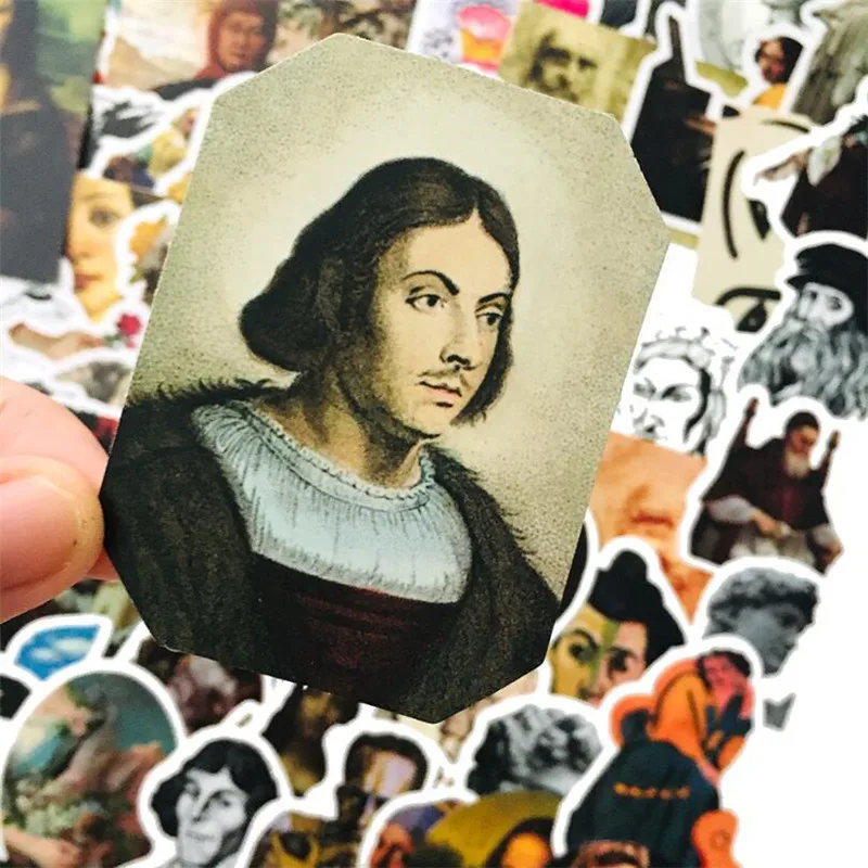 10/30/50PCS Classic Retro World Famous Painting Artist Graffiti Van Gogh Mona Lisa Helmet Decorative Cartoon Stickers Wholesale