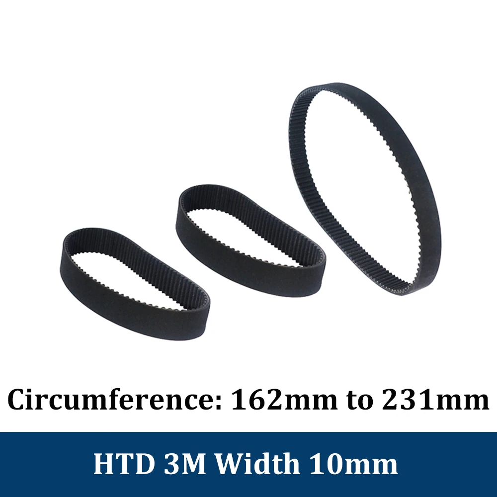 HTD 3M Closed Loop Rubber Timing Belt 162 180 183 195 201 204 207 210 213 216 219 222 225 228 231mm Width10mm HTD 3M 3D Printer