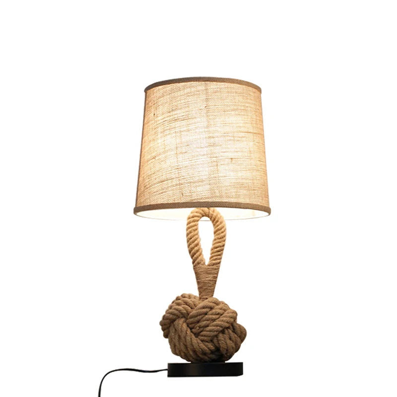 American style retro table lamp creative rope manual art bedside lamp bedroom study office coffee house bar lighting