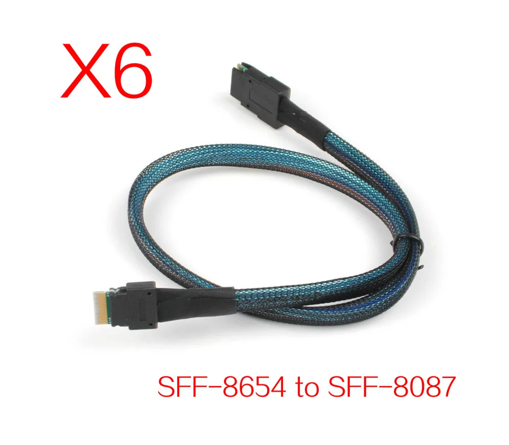 

6pcs /lot Slim Line SAS 4.0 SFF-8654 4i Adapter Cable ,38 Pin Host to Mini SAS 4i SFF-8087 36 Pin Target Data Cable Connector