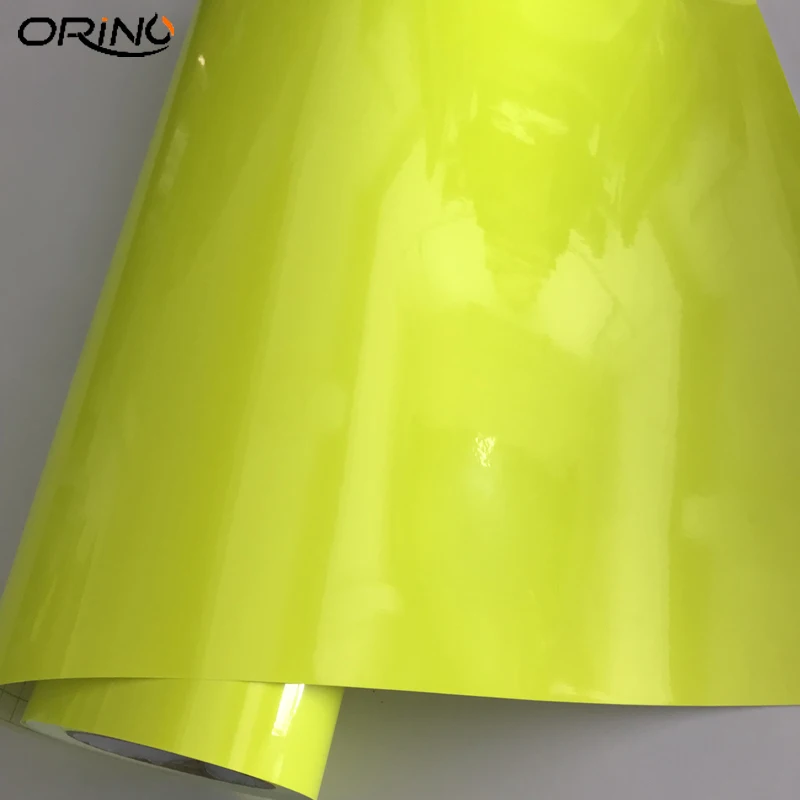 פרימיום רכב סטיילינג גלוס ניאון צהוב ויניל מדבקה מבריק ניאון רכב לעטוף רדיד עצמי דבק אופנוע רכב מדבקה