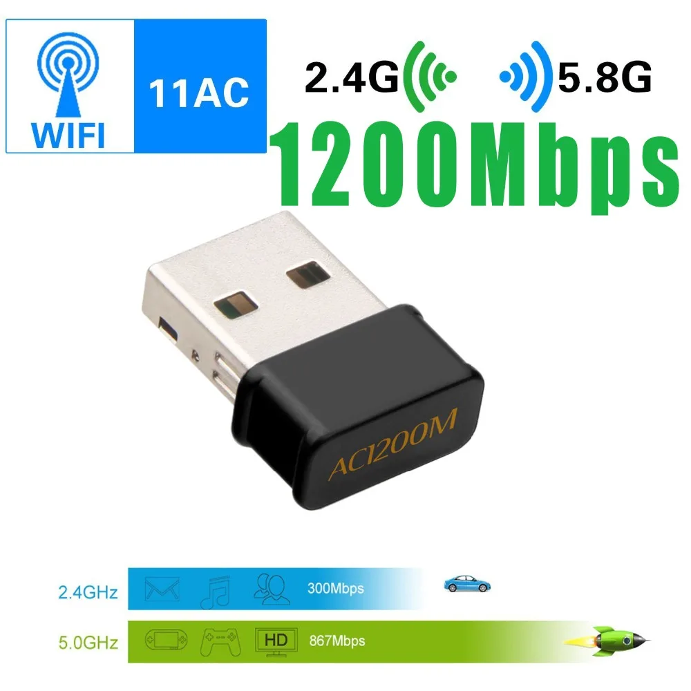 WIFI Adapter 1200Mbps USB2.0 Wireless WIFI Dongle 2.4G/5.8G 802.11AC Network Adapter Wi-fi Receiver