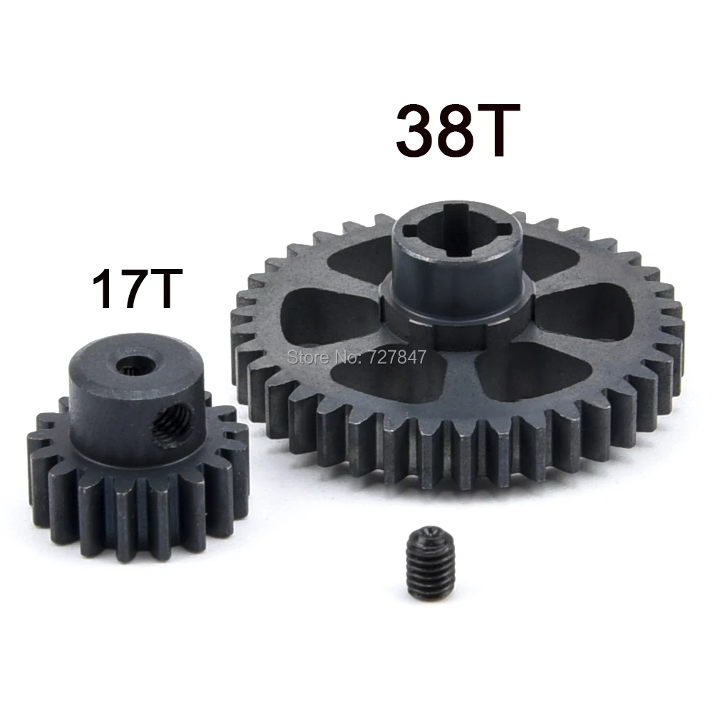 

1set 38T Steel Metal Diff Main Gear & 17T Motor Pinion Gear Spare Parts for WLtoys RC 1/18 A959 A949 A969 A979 K929