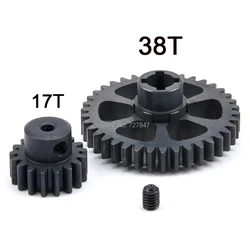 1set 38T Steel Metal Diff Main Gear & 17T Motor Pinion Gear Spare Parts for WLtoys RC 1/18 A959 A949 A969 A979 K929