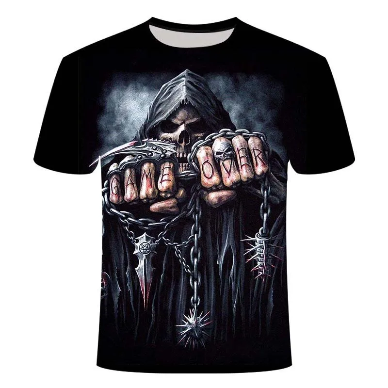 Skull Men\'s T-Shirts Men\'s Hip Hop 3D Shirts Horror O-Neck T-shirt Summer Fashion Tops Boys Clothing Large Size Street Clothing