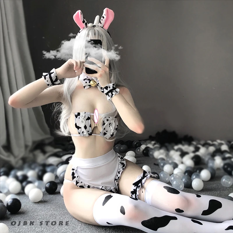 Mới Cos Bò Trang Phục Hóa Trang Người Giúp Việc Tankini Đồ Bơi Bikini Anime Bé Gái Đồ Bơi Quần Áo Lolita Áo Ngực Và Quần Bộ Vớ