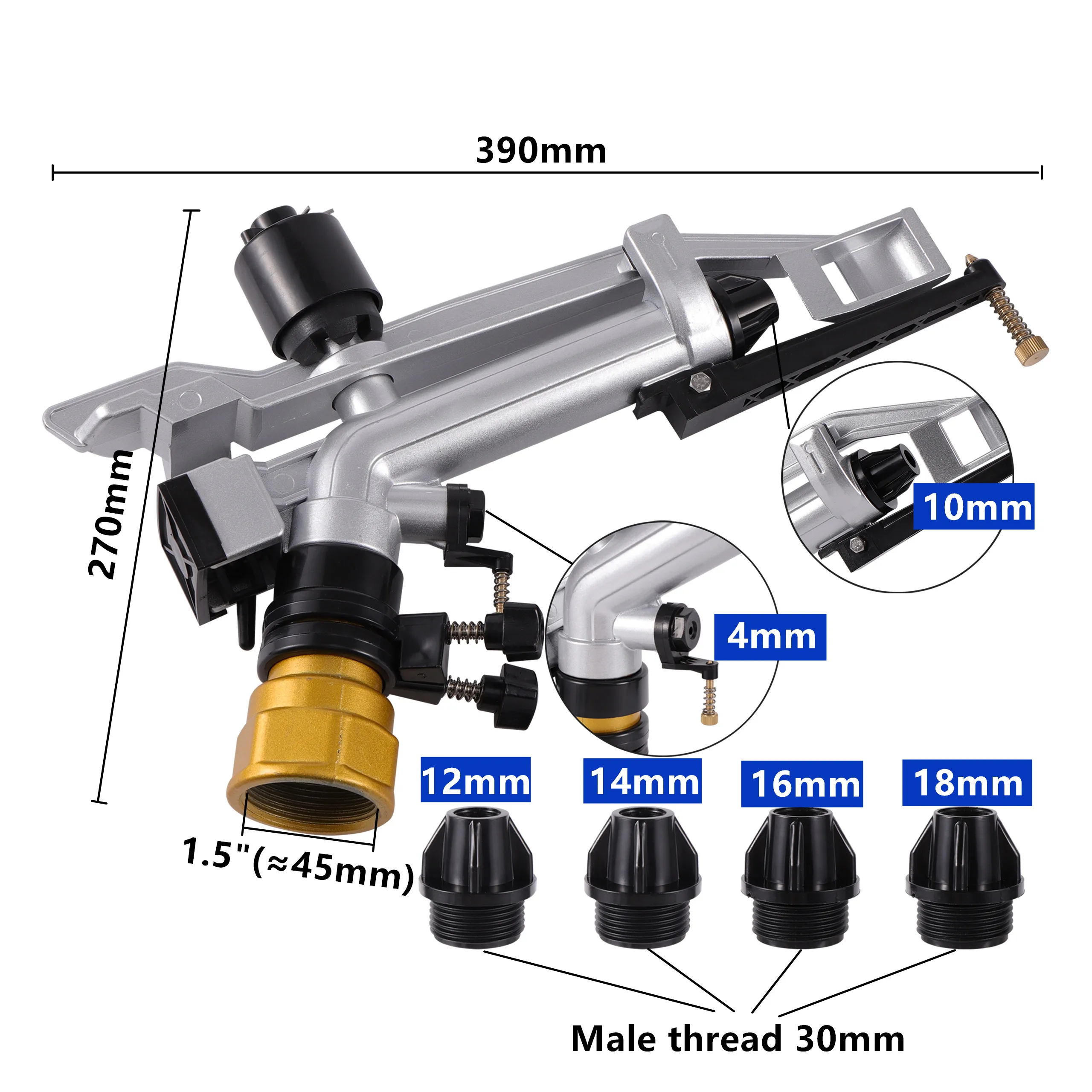 1,5 inch vrouwelijke draad sproeier pistool grote dekking landbouw boerderij bestand irrigatie sprinkler boomgaard gazon gras waterapparaat