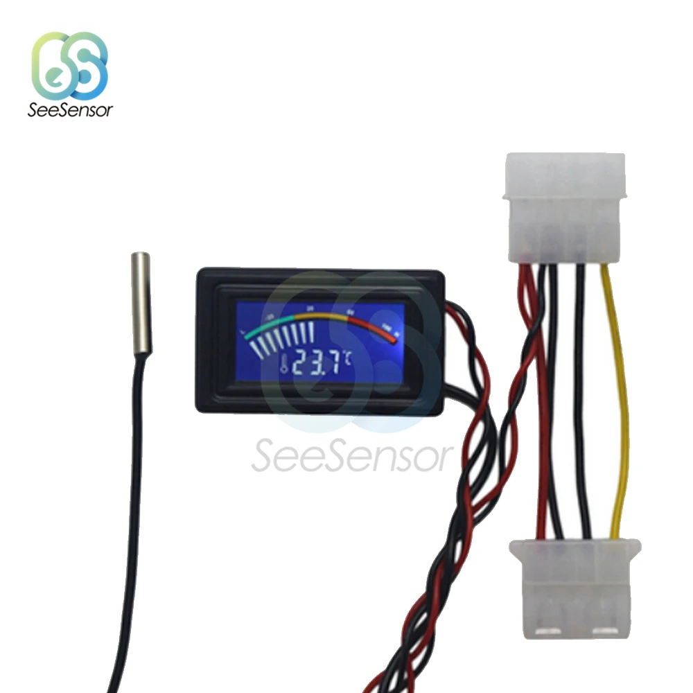 LCD Pointer Digital Thermometer Car Water Temperature Meter Gauge C/F NTC Sensor for Computer Case Air Conditioning Boilers