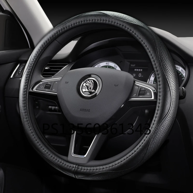 

Suitable for Skoda Octavia Fabia Yeti KODIAQ Spaceback Superb Rapid leather steering wheel cover