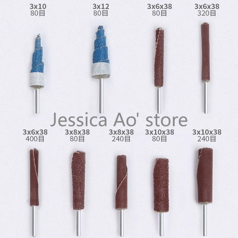 10pcs 80-600 grana abrasiva elettrica panno abrasivo carta abrasiva testa lamellare ruota con albero strumenti per la lavorazione del legno pulizia della ruggine del metallo