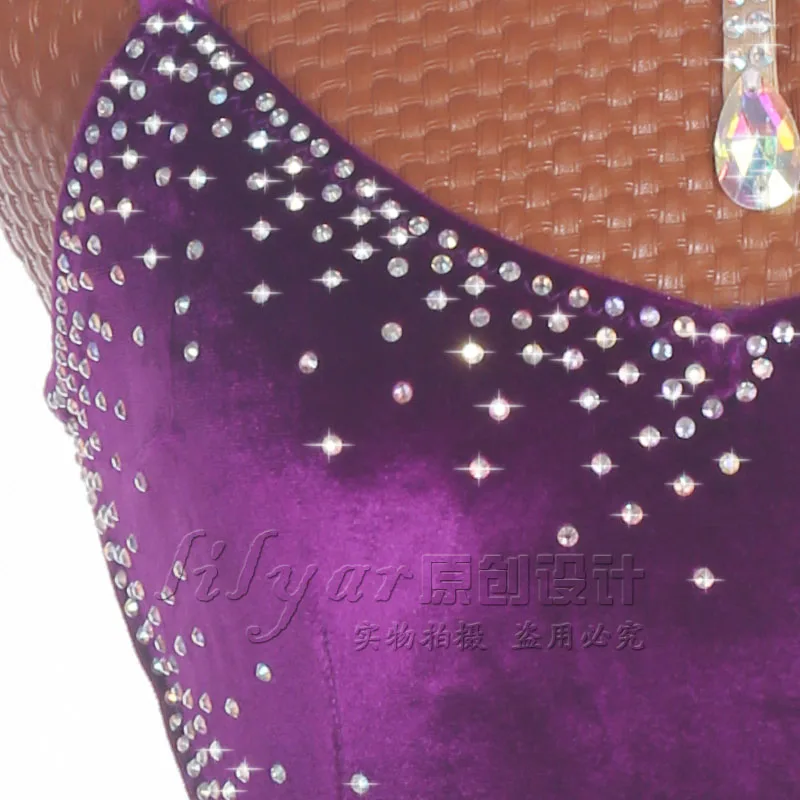 Latin Dance Latin Skirt Salsa dancing Competition Costumes Performing Steel Pipe Girl Purple Stretch Velvet Skirt 12