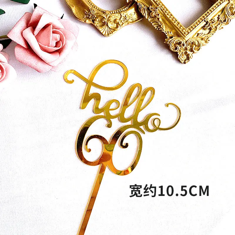Neue 10/18/20 Zahl Alles Gute zum Geburtstag Kuchen Topper Gold Geburtstag Party Acryl Cupcake Topper Hochzeitstag Dessert Dekoration – Detail 20