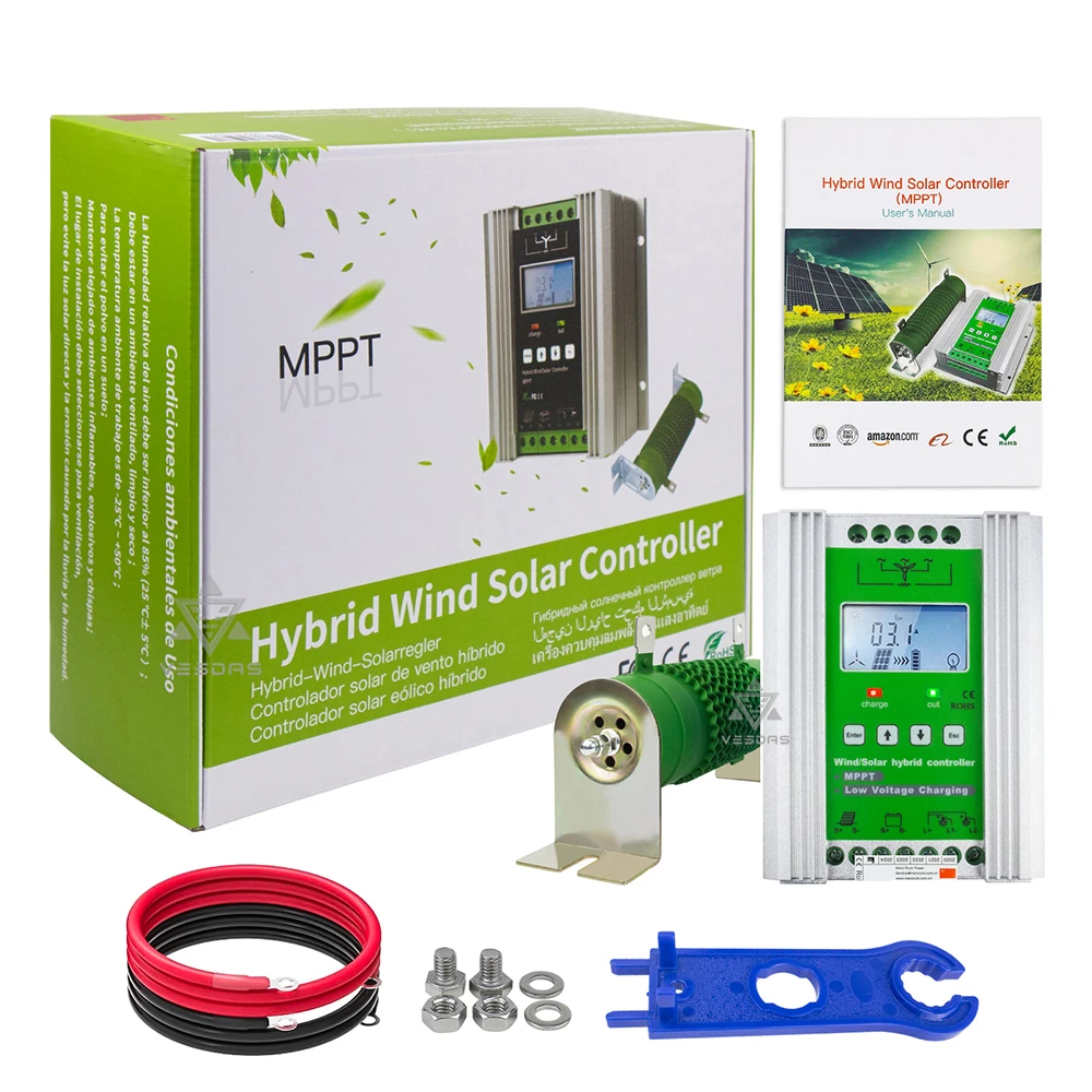MPPT 1400W Hybrid Wind Solar Charge Discharge Booster Controller PWM 12V 24V Battery Regulator 30A 40A For Wind Turbine Solar