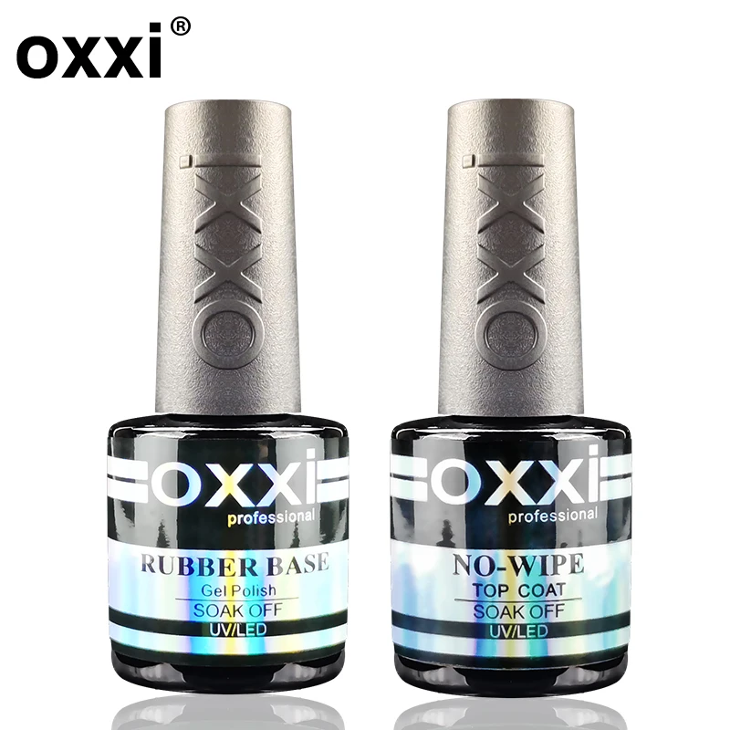 

OXXI Semipermanent Top Coat y Base Coat Set 8ml Rubber Base for Gel Varnishes Kit No-wipe Matte Top for Nails Gel Nail Polishes