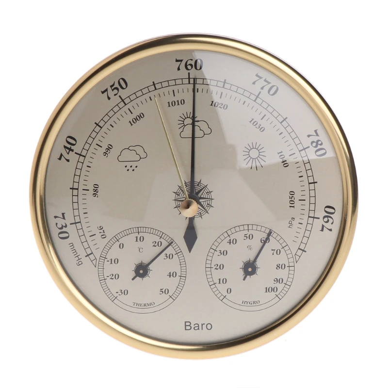 3 In 1 Wall Mounted Household Barometer Thermometer Hygrometer Weather Station Hanging Pressure hPa Gauge Air Weather Instrument