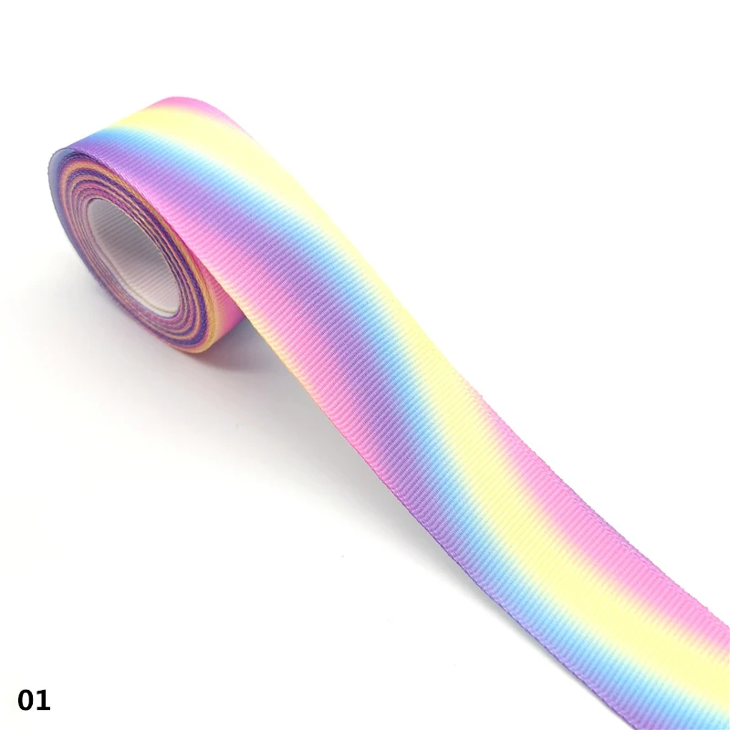 3 yards 10-75mm Gradient Rainbow Grosgrain Ribbon for Wedding Home Decor DIY Gift Wrapping Party Handmade Accessories #Ro