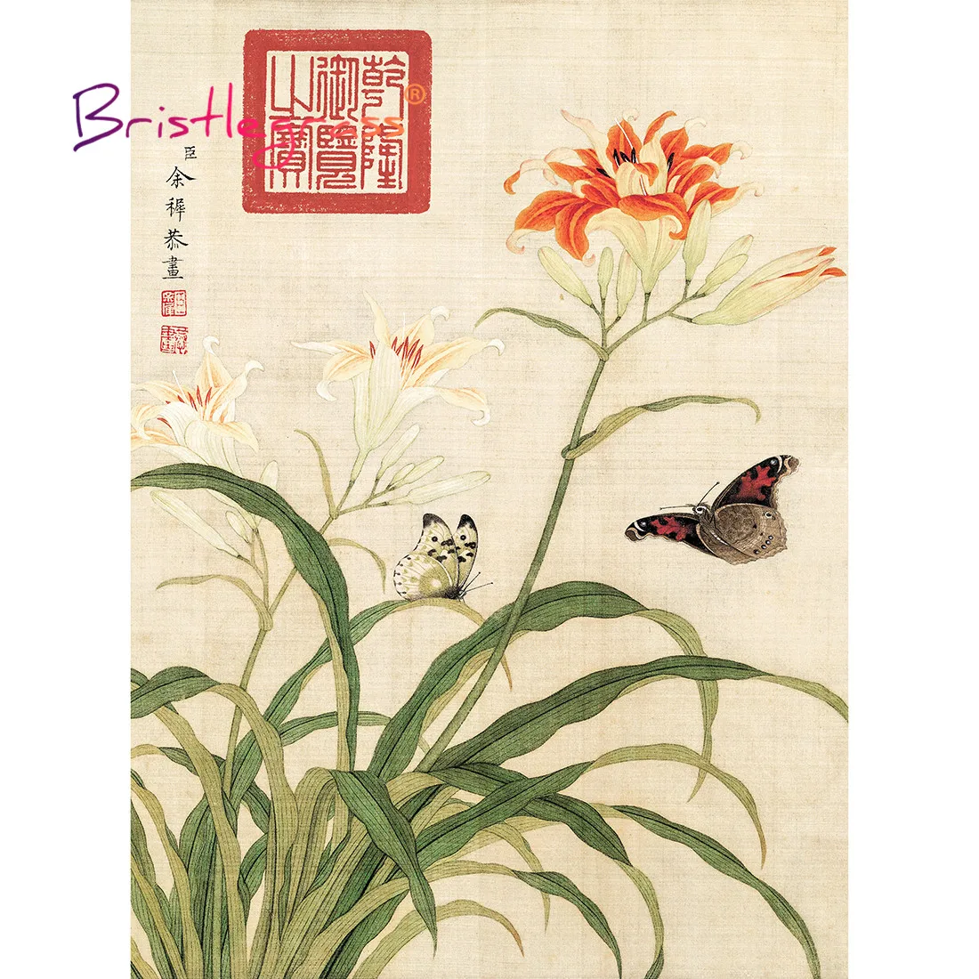 BRISTLEGRASS Holz Puzzles 500 1000 Stück Daylily Blume Schmetterling Yuzhi Pädagogisches Spielzeug Chinesische Malerei Kunst Wohnkultur