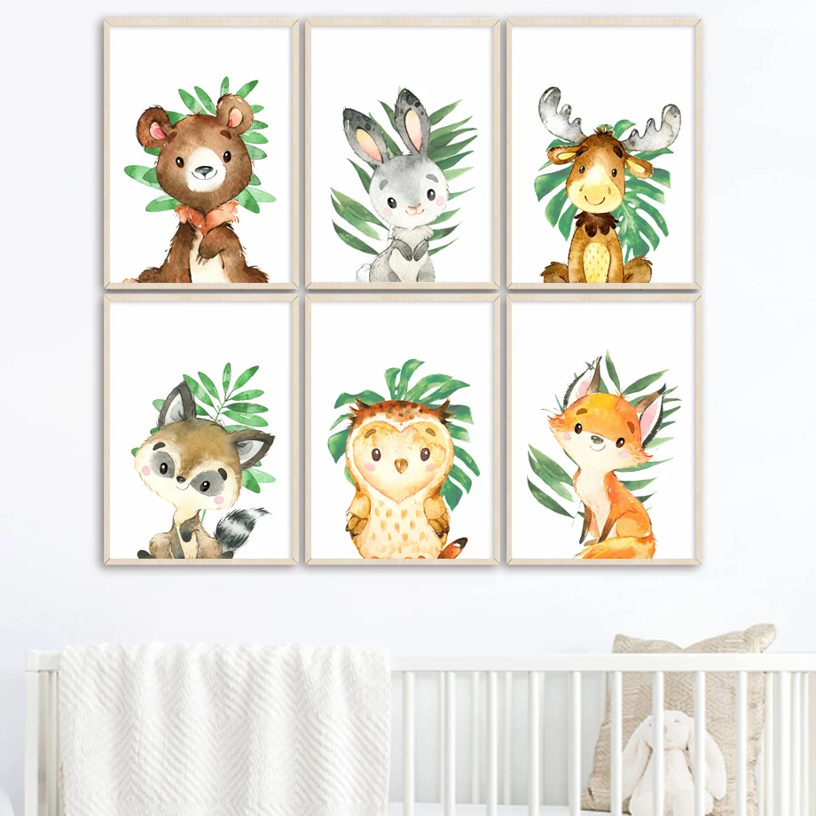 Diamond Painting Baby Bear Rabbit Deer Raccoon Leaf Cross Stitch Kits DIY Mosaic Embroidery Full Square Home Decor Crafts Gift