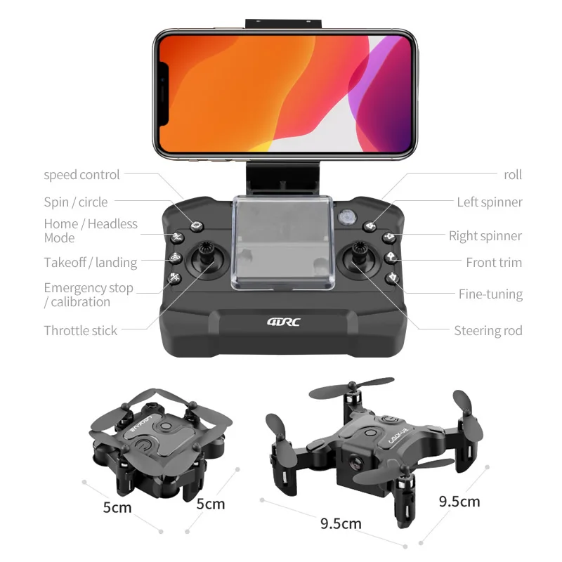 Mini Dron V2 RC 4K HD, cámara RTF, WIFI, FPV, fotografía aérea, mantenimiento de altitud, cuadricóptero plegable con Control remoto VR