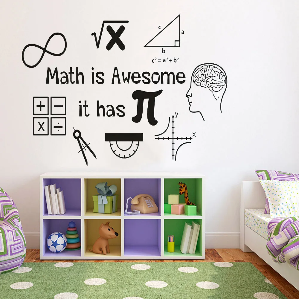 Math Awesome Wall Decals Thinking Calculator Art Wall Decor For School Classroom Removable Vinyl Interior Wall Stickers Y403