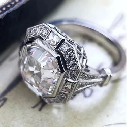 Huitan Ethnic Geometric Shaped Women Rings Wedding Engagement Luxury Jewelry Low-key Simple and Elegant Design Female Rings Gift