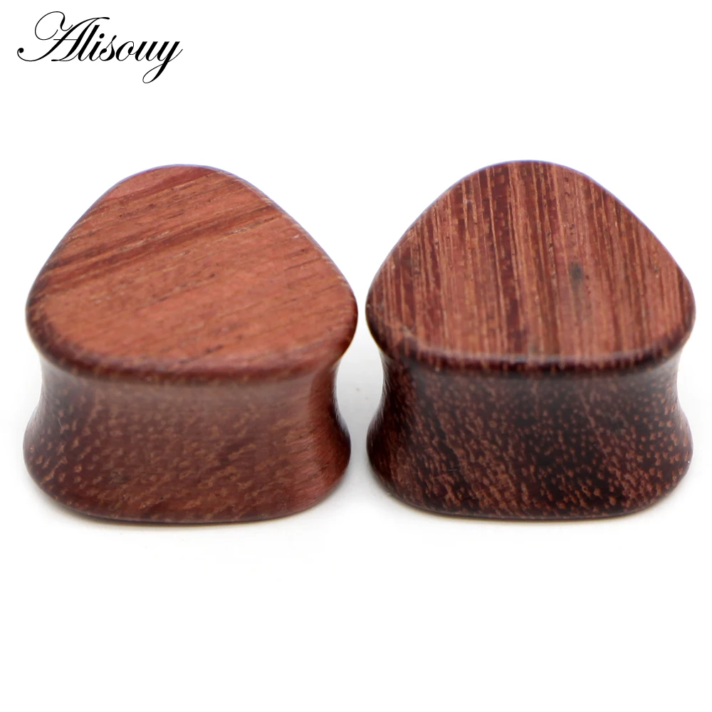 Alisouy 2PCS Purple Wood Ear Plugs Flesh Tunnels Gauges Round Oval Expanders Solid 8-25mm Anti-allergic Body Piercing Jewelry