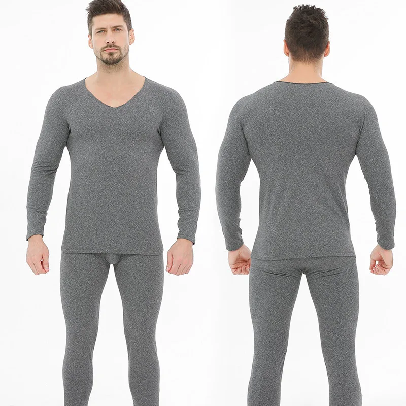 Men Warm Thick Autumn Winter Thermal Underwear Set Male Velvet V Neck Long Johns Underwears For Men Thermal Tops + Bottoms MY300