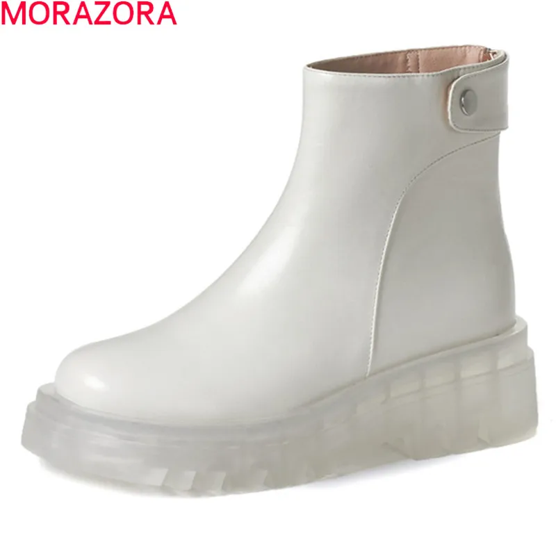 MORAZORA 2022 Big size 34-43 fashion women boots genuine leather boots comfortable high heels autumn winter ankle boots