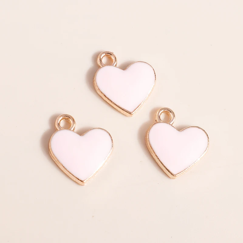 10pcs 12*13mm Pendants Enamel Love Hearts Charms Necklaces Earrings Jewelry Making Accessories diy Craft Supplies