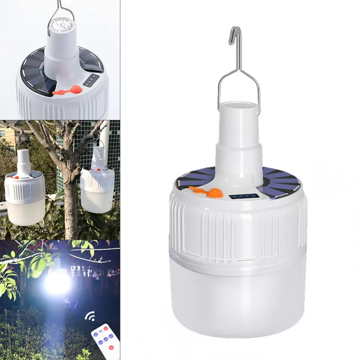 

Solar Rechargeable Bulb Outdoor USB Emergency Lights 5 Modes Portable Tent Lamp LED Camping Fishing Light