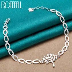 DOTEFFIL 925 Sterling Silver 18K Gold Tree Heart Chain Bracelet For Women Fashion Charm Wedding Engagement Party Jewelry