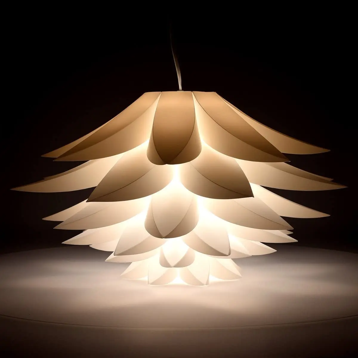 DIY IQ Pendant Puzzle Lampshade Lotus Flower Hanging Lamp Shade Ceiling Light Fixture Decorative for Home Hotel Restaurant