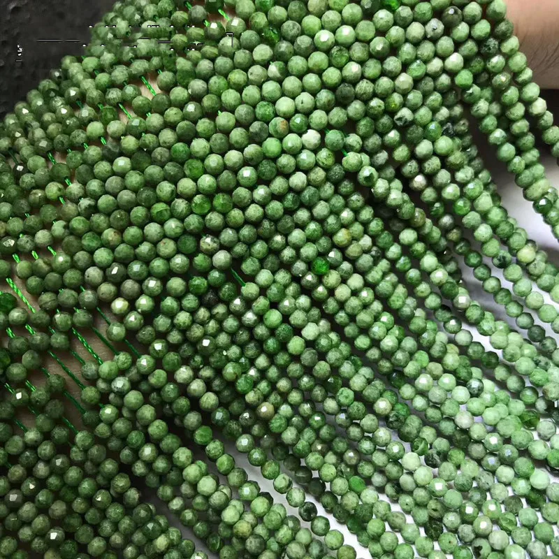 Diopside green round faceted  3/4mm 38CM  for DIY jewelry making FPPJ wholesale loose beads NATURE