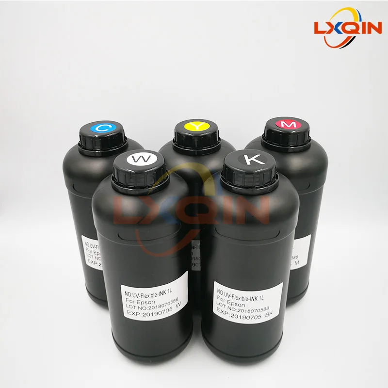 LXQIN 1000ml LED Flexible UV Ink for Soft Material for Epson XP600/DX5/DX7/i3200 printhead for Xuli Human Flatbed Inkjet Printer