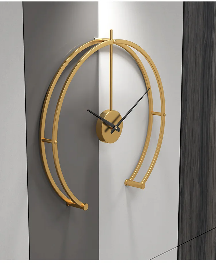 Imagem -04 - Relógio de Parede Moderno Minimalista Relógio Silencioso Dourado Semi-circular 60cm