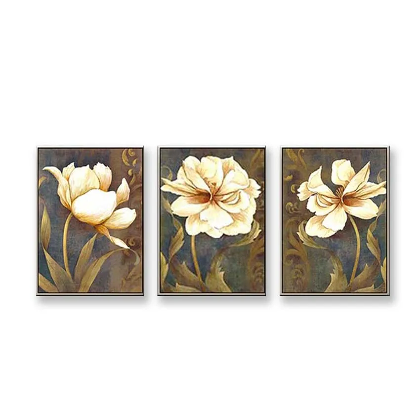 3 pieces combination beautiful pictures of flowers Pure Hand drawn oil painting on canvas for home wall decoration living room